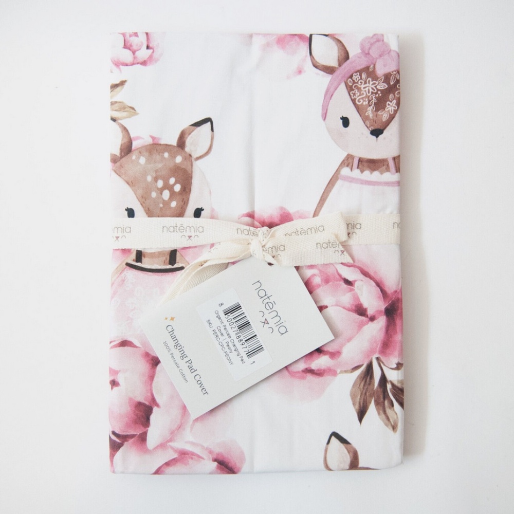 Natemia Floral 100% Organic Cotton Baby Changing Pad Cover